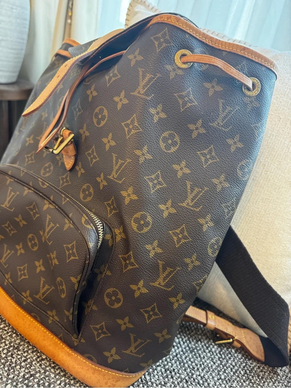 Louis Vuitton Monogram Canvas Backpack in Brown and Tan